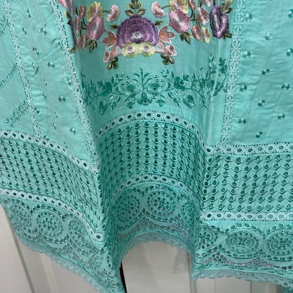 KARMA Embroidered Aqua SALWAAR KAMEEZ set with beautiful dupatta in size 23” - Picture 6 of 12